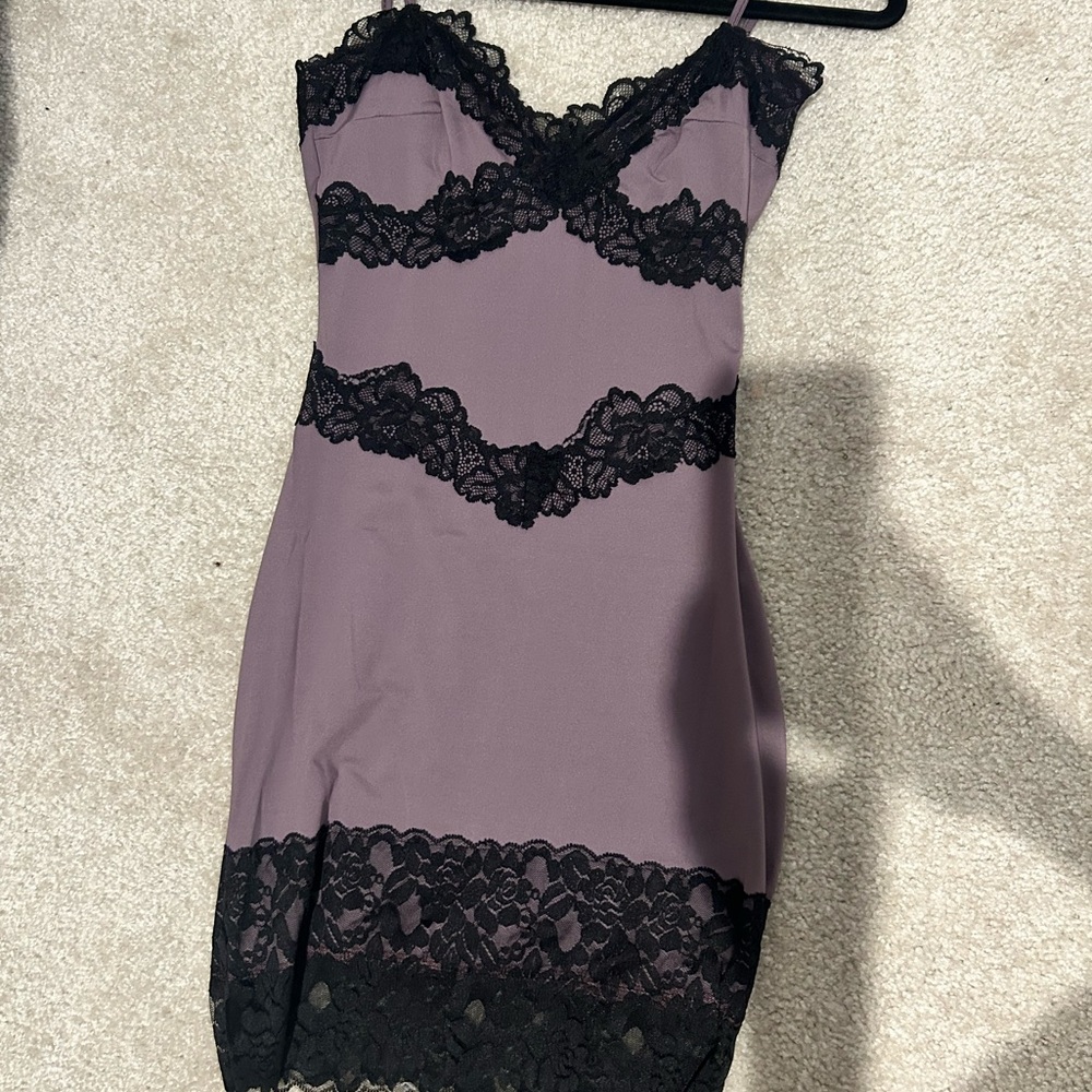 Purple Lace Trim Dress